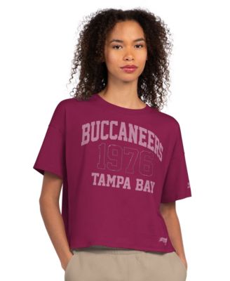 Women's Maroon Tampa Bay Buccaneers Rhinestone Boxy Cropped T-Shirt