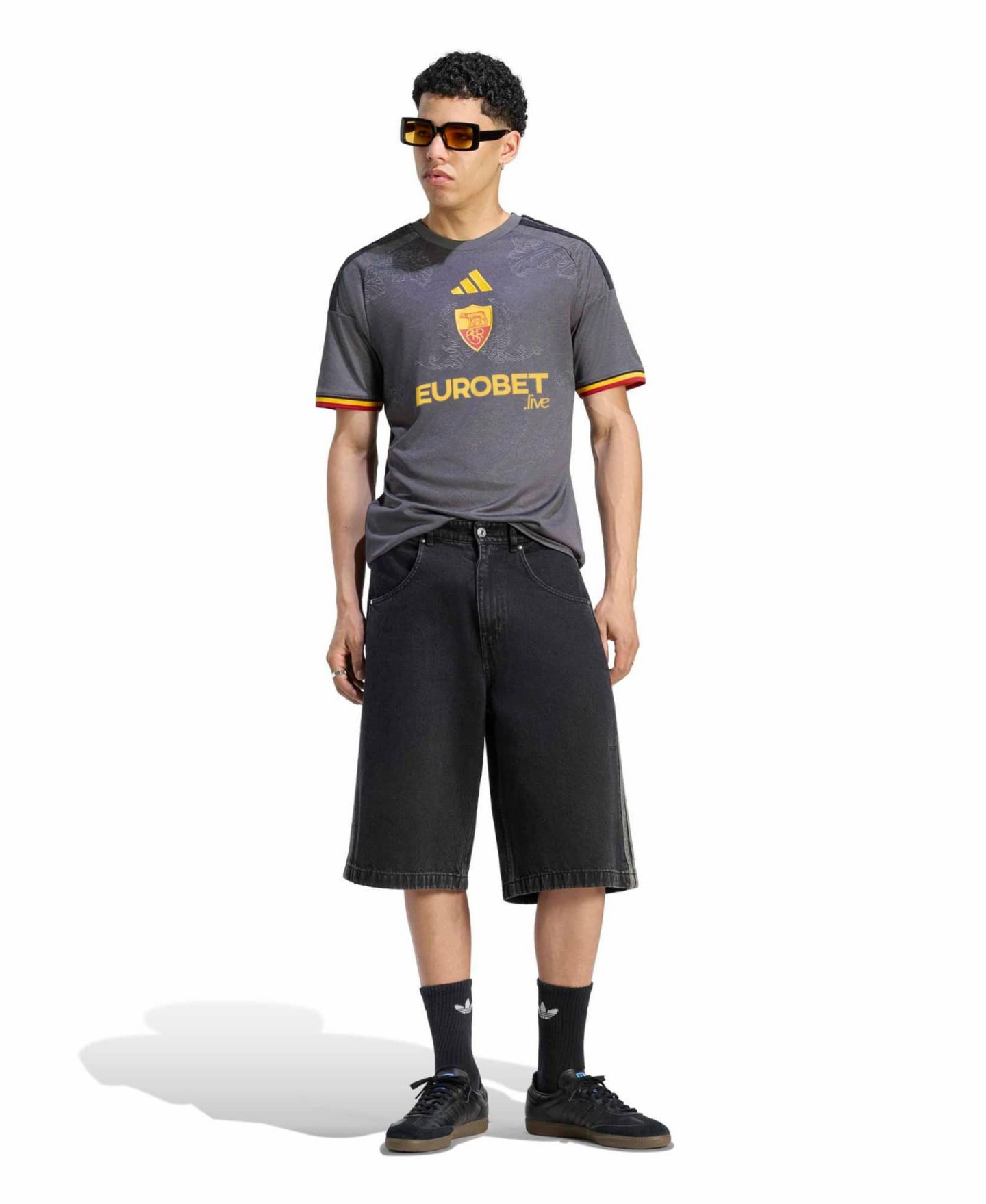 Мужской топ adidas Gray AS Roma 2026/27 Third Replica Jersey — фото 6