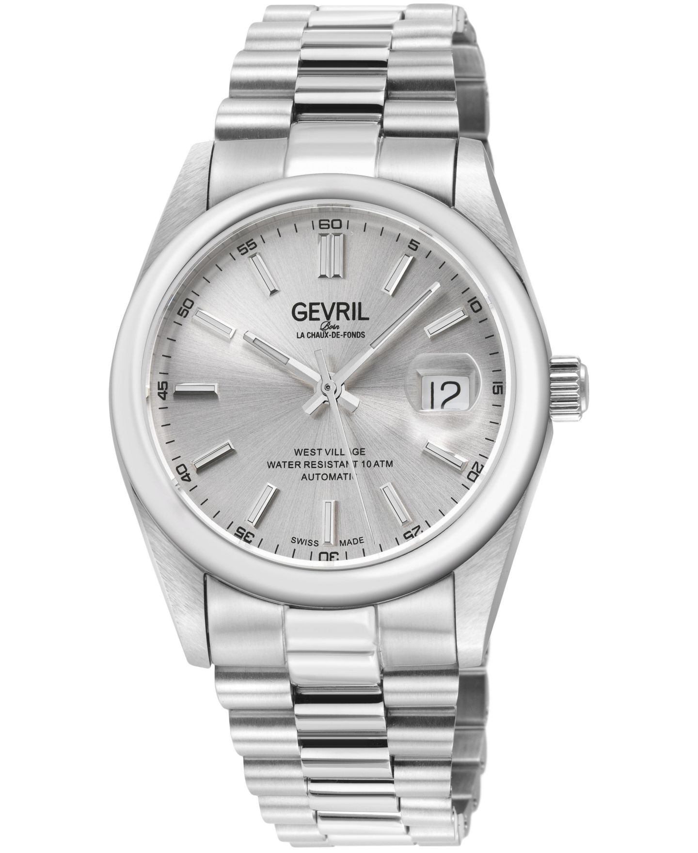 Мужские часы Gevril Swiss Automatic West Village Stainless Steel Bracelet Watch, 40 mm, цвет: Серебряный — фото 1