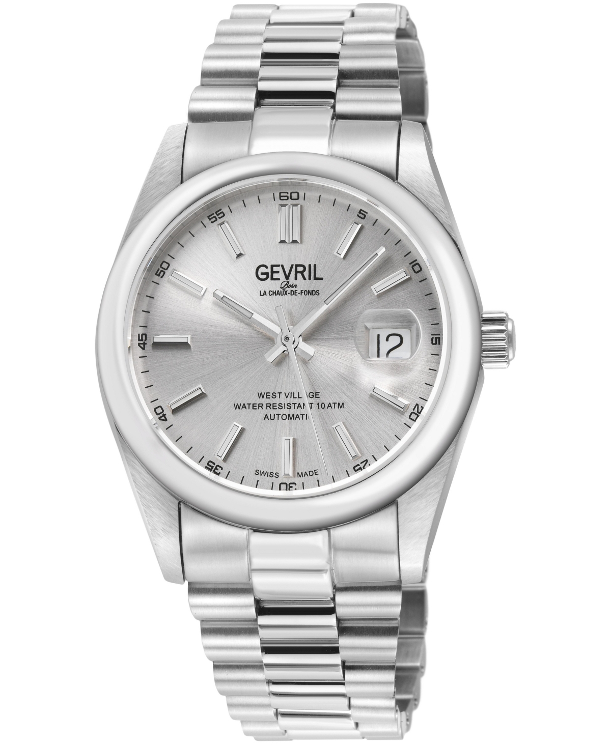 Gevril Men's Swiss Automatic West Village Stainless Steel Bracelet Watch, 40 mm