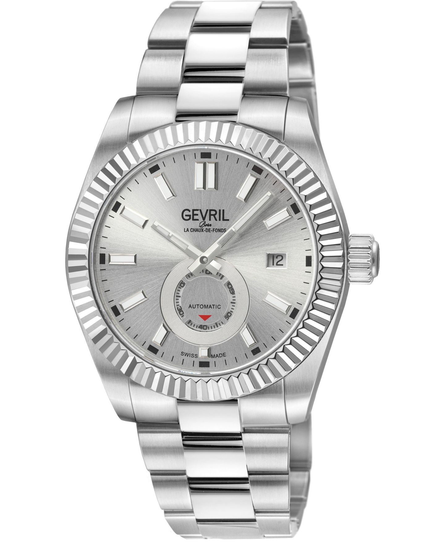 Мужские часы Gevril Swiss Automatic West Village Stainless Steel Bracelet Watch, 40mm, цвет: Серебряный — фото 1