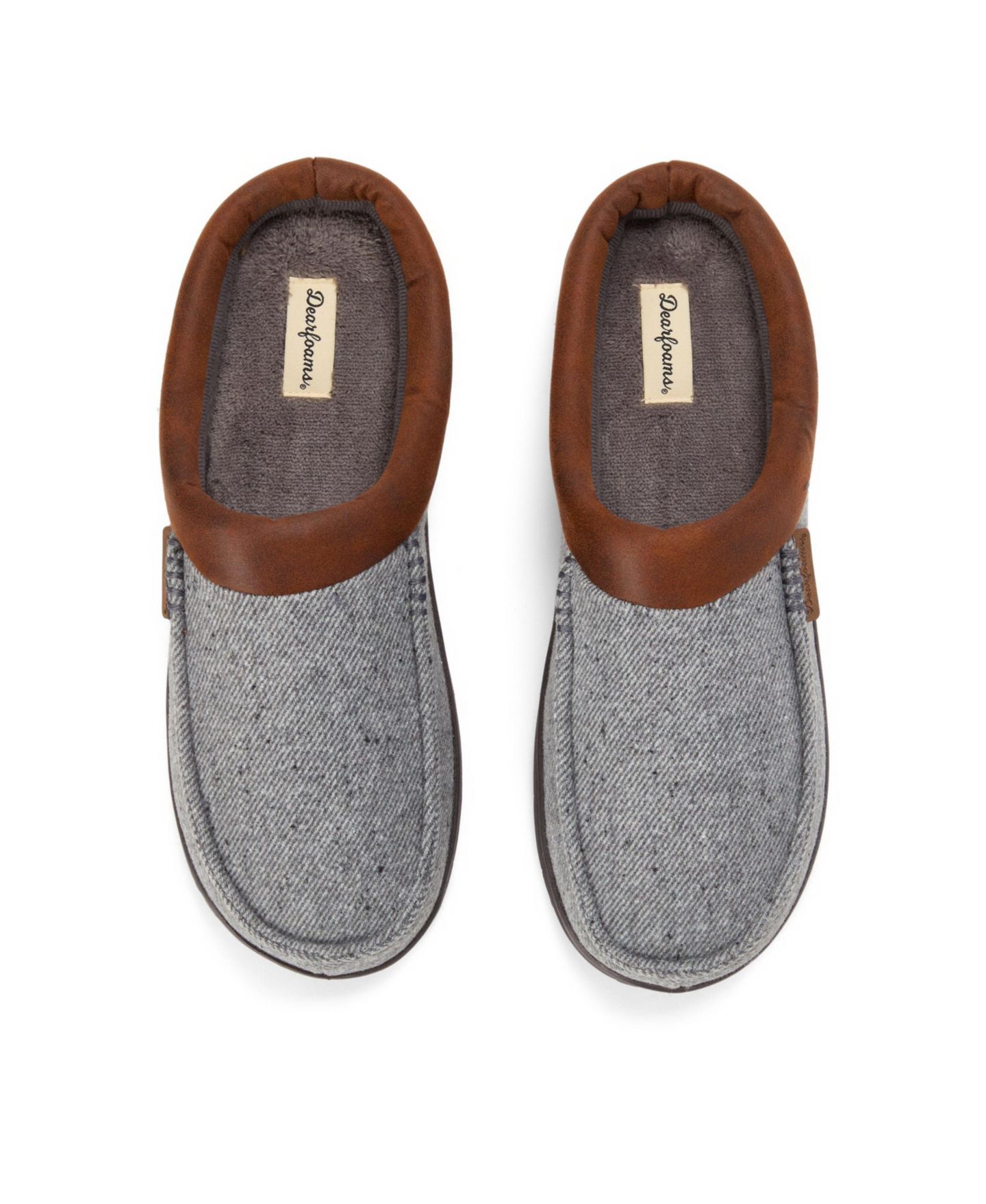 Мужские тапочки Dearfoams Brendan Microsuede Cuff Clog Slippers, цвет: Меланжевый серый — фото 7