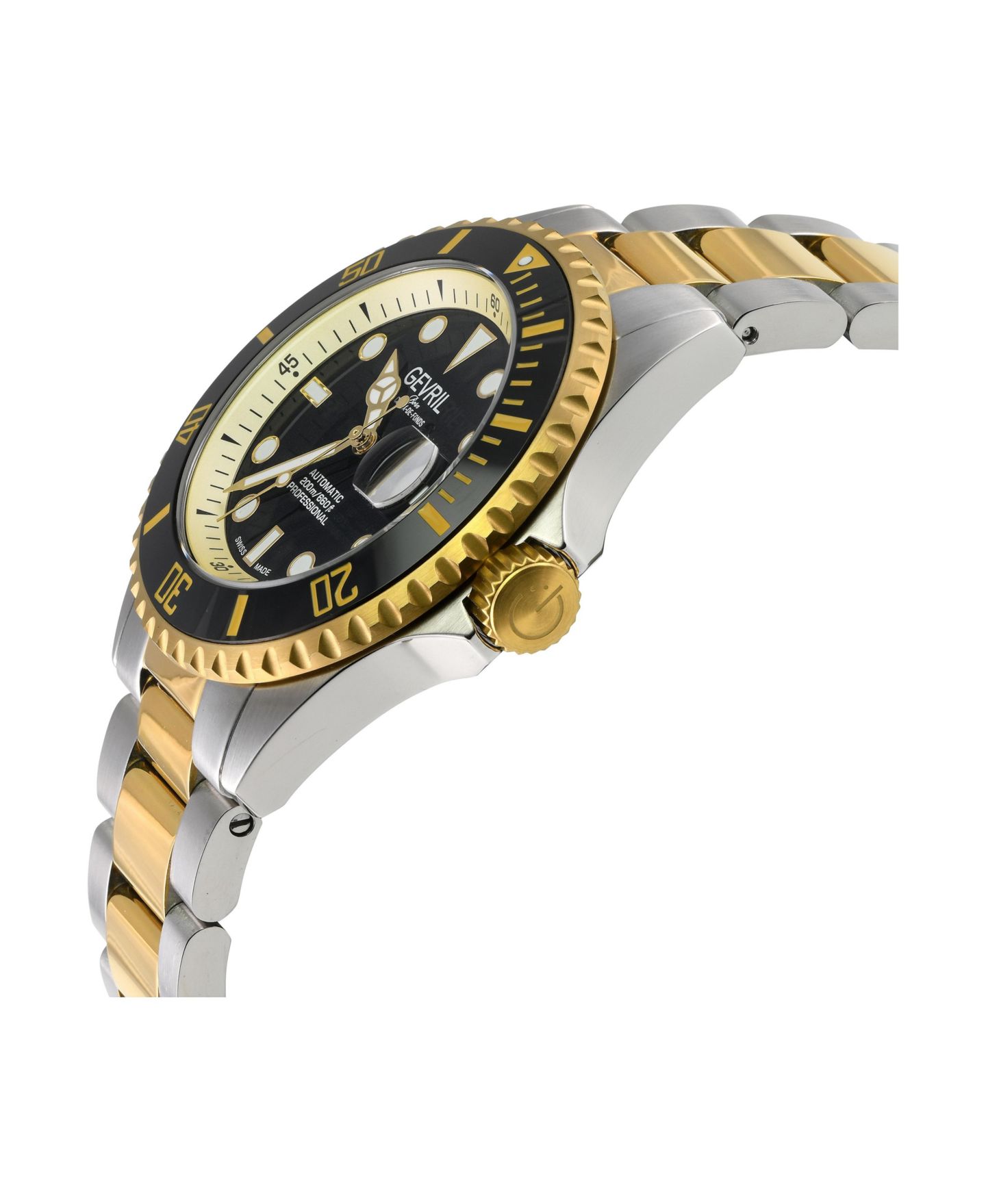 Мужские часы Gevril Swiss Automatic Wall Street Water-Resistant Date Two-Tone Stainless Steel Bracelet Watch, 43 mm, цвет: Серебряный — фото 3