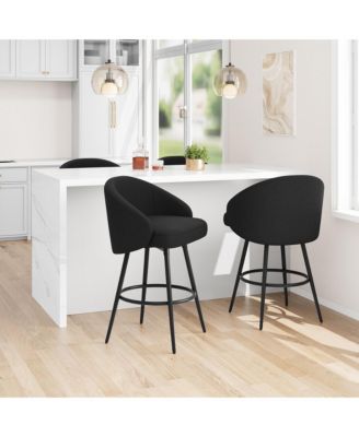 25.4" Swivel Counter Height Bar Stools, Upholstered Fabric Barstools with Backrest and Metal Legs for Kitchen Island