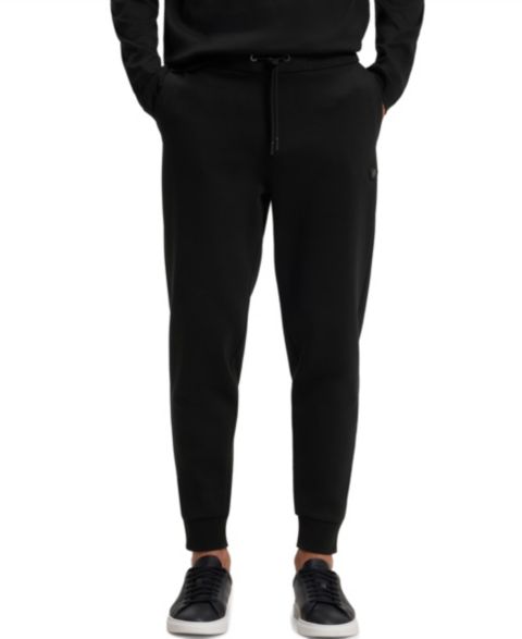 Мужские брюки Hugo Boss Cotton-Blend Monogram Badge Tracksuit Bottoms, цвет: Чёрный