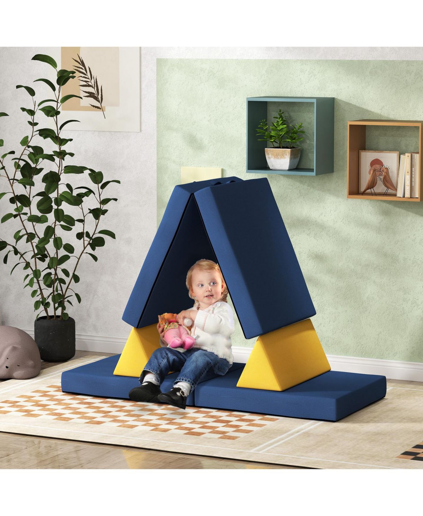 Детские конструкторы Glintex Velvet Foam Climbing Block 6-Piece Set, Ages 18 Months+, цвет: Синий — фото 2