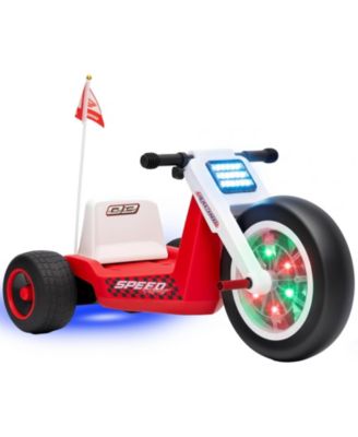 12V Kids Electric Light-Up Front Wheel Adjustable Seat Ride-On Tricycle, Ages 3-6
