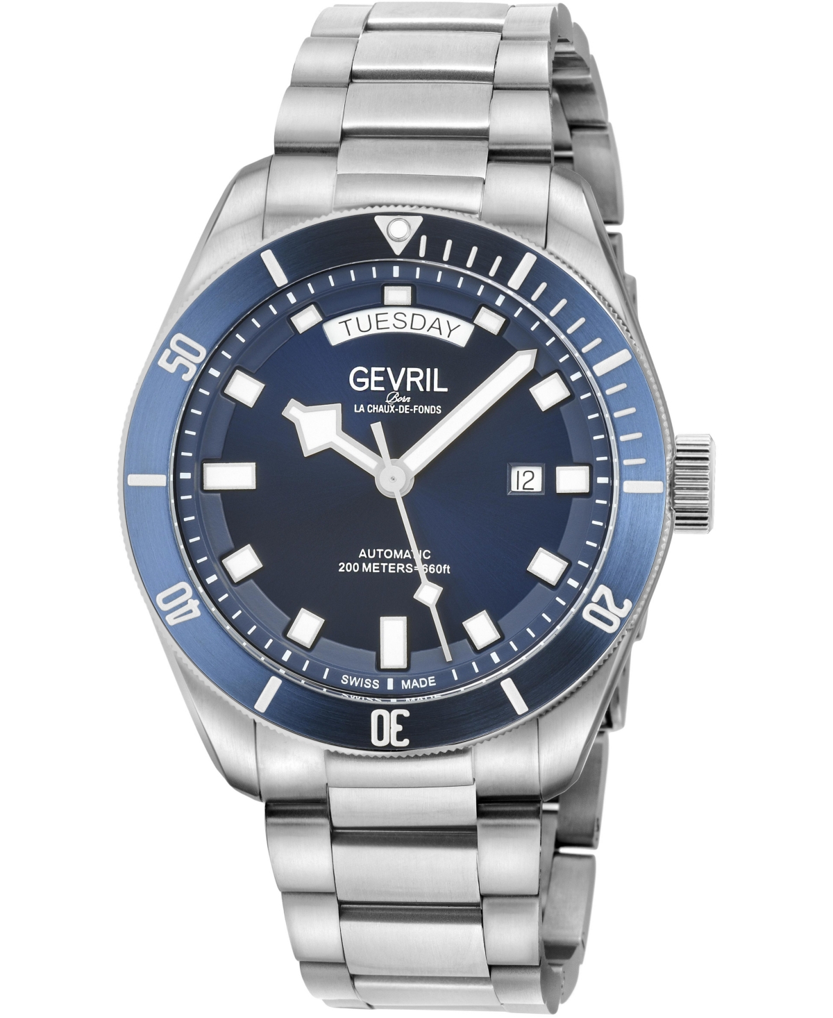 Gevril Men's Swiss Automatic Yorkville Silver Stainless Steel Bracelet Watch, 43mm - Silver
