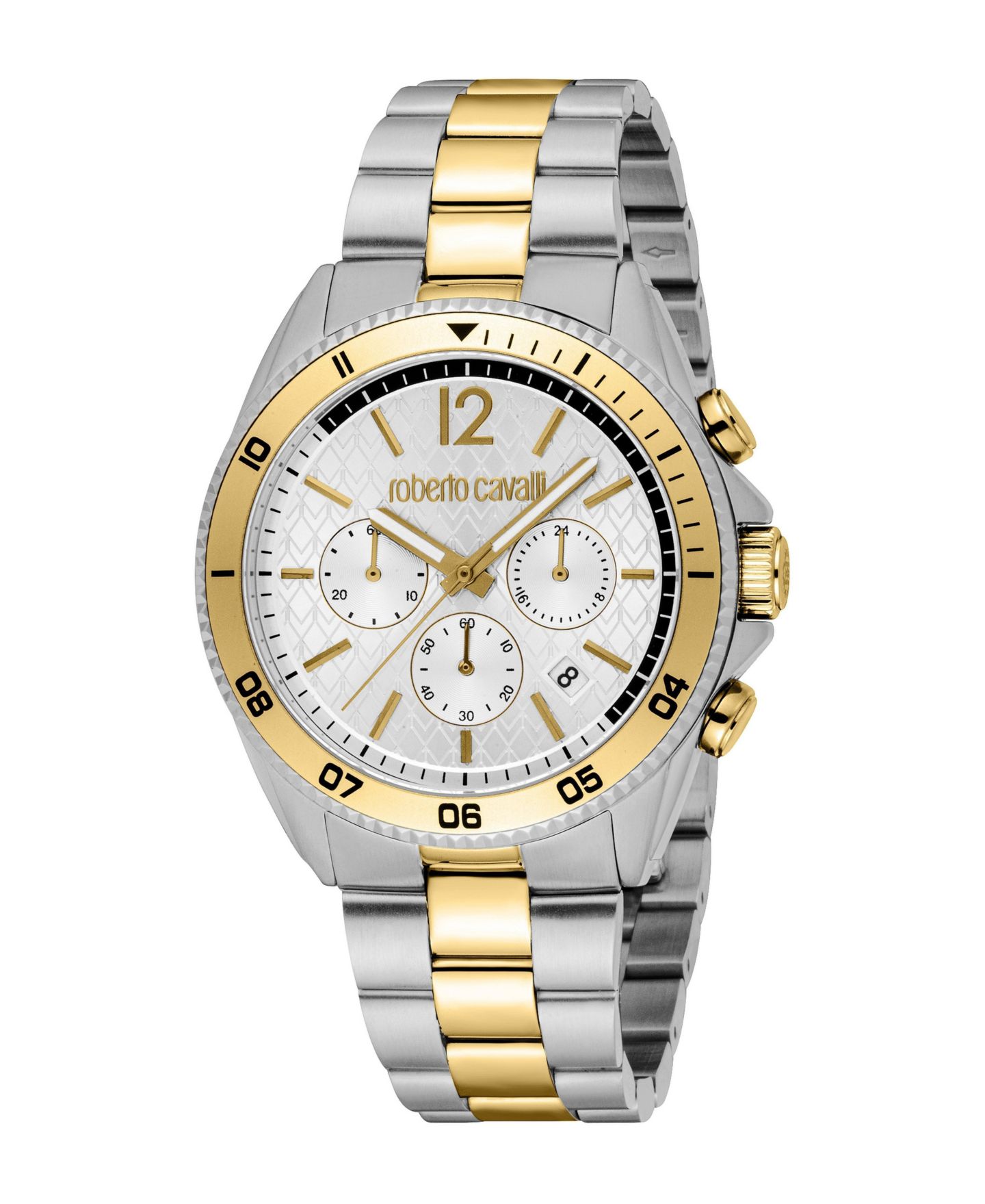 Мужские часы Roberto Cavalli Quartz Chronograph Two-Tone Stainless Steel Bracelet Watch, 42mm, цвет: Серебряный — фото 1