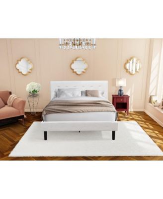 2 Piece Bedroom Set - 1 Wooden Bed Velvet Fabric Headboard and 1 Night Stand