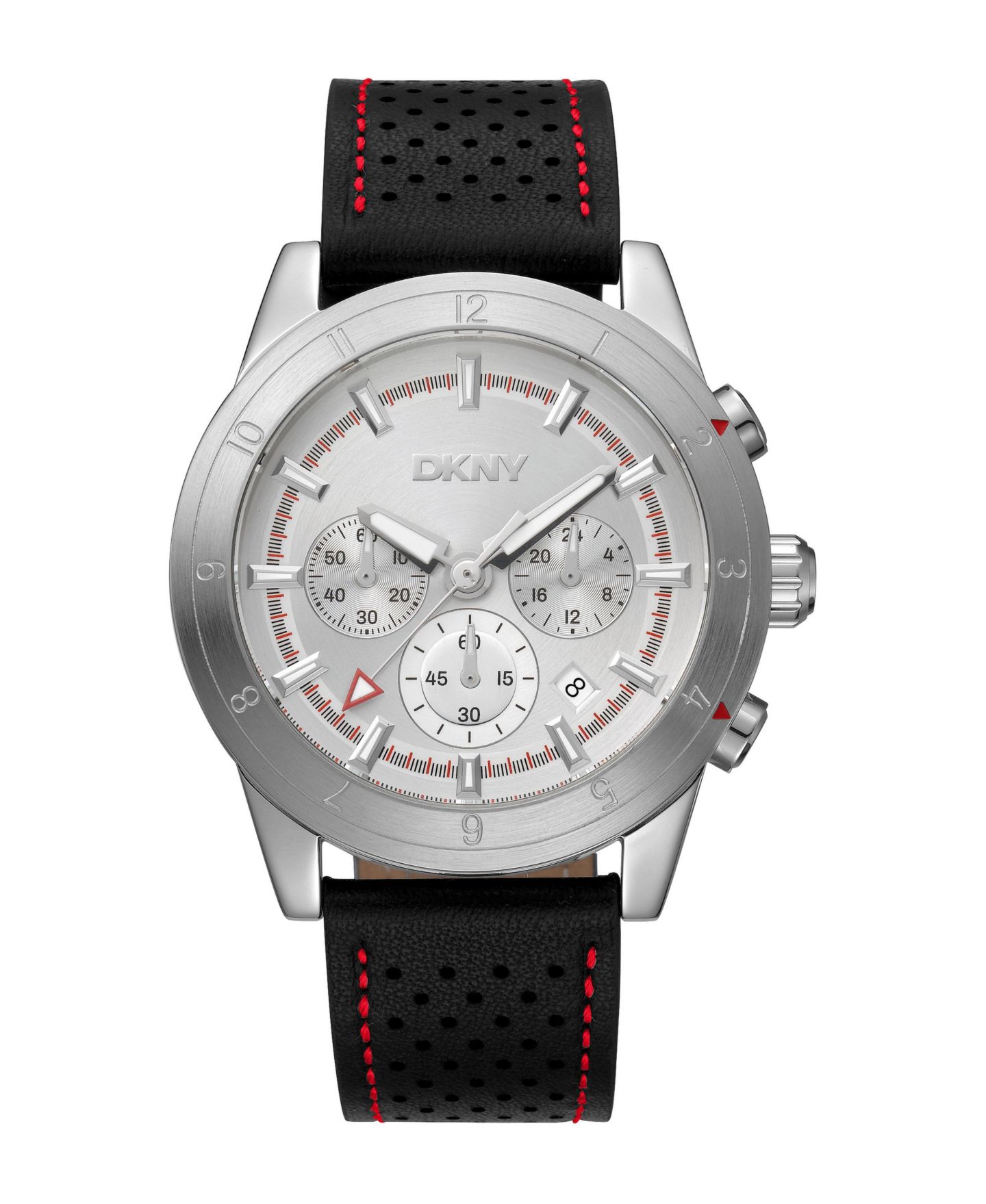 Мужские часы DKNY Quartz Jameson Leather Strap Watch, 44mm, цвет: Серебряный — фото 1