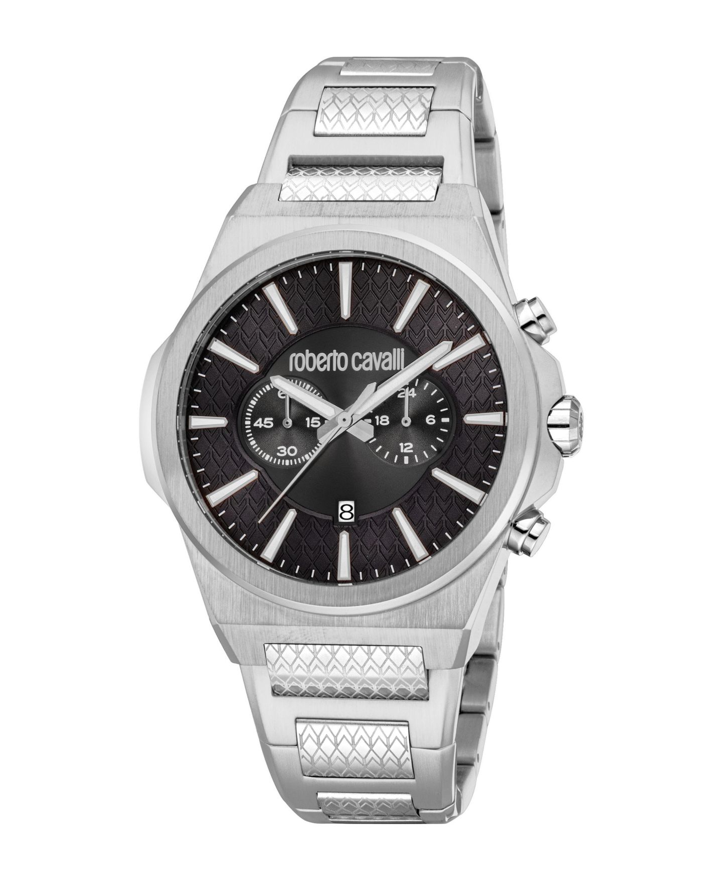 Мужские часы Roberto Cavalli Quartz Water-Resistant Silver Stainless Steel Bracelet Watch, цвет: Серебряный — фото 1
