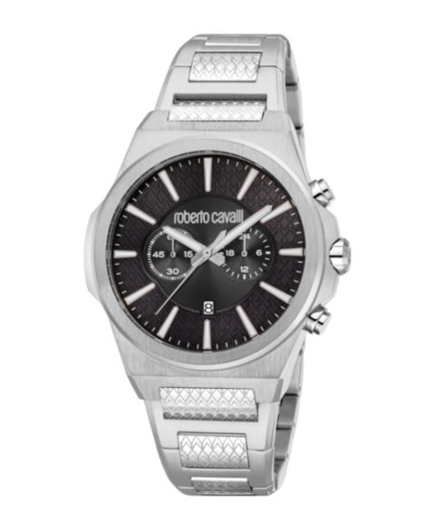 Мужские часы Roberto Cavalli Quartz Water-Resistant Silver Stainless Steel Bracelet Watch, цвет: Серебряный