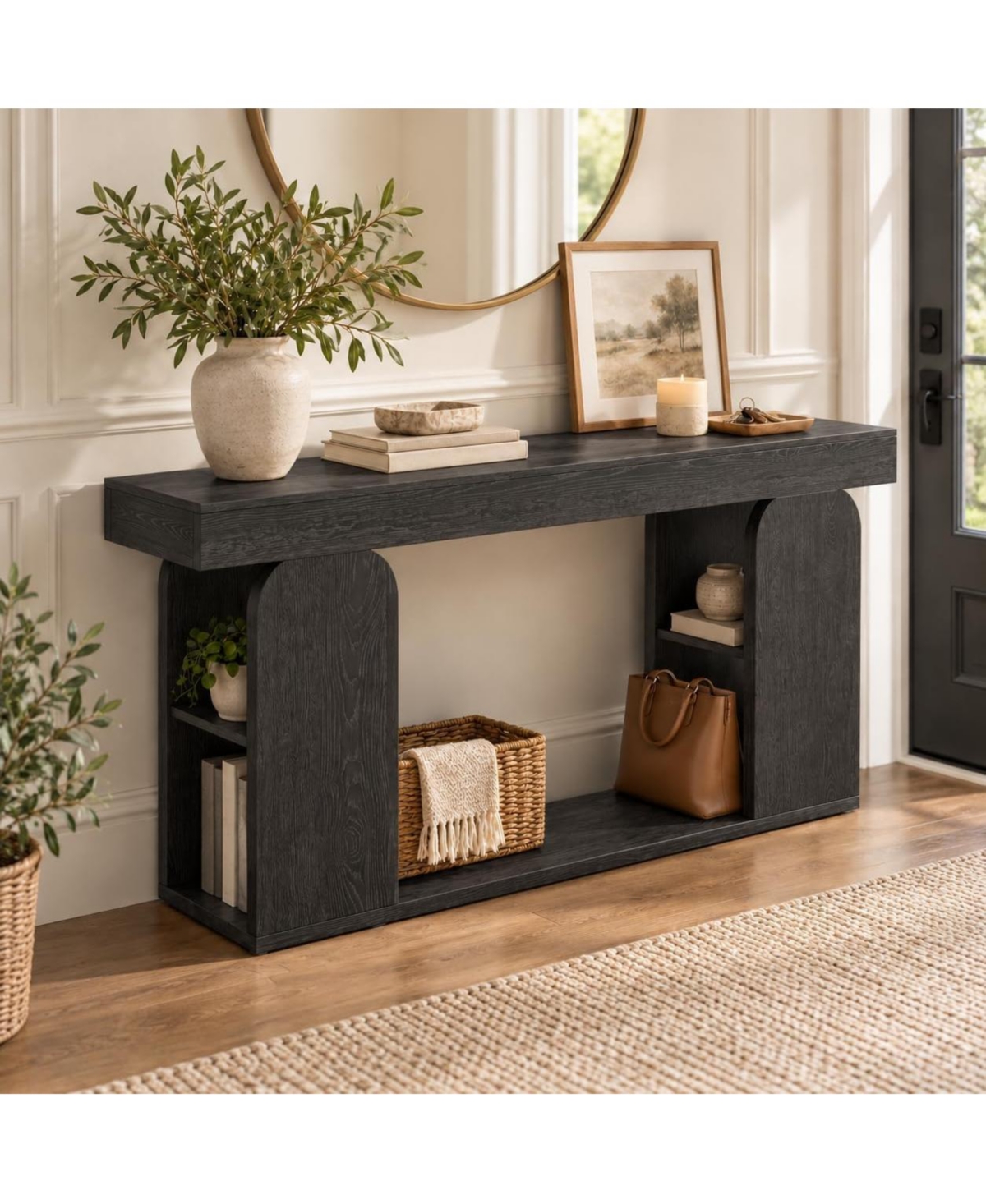 homfan 71 Inch Entryway Console Table With Open Storage Shelf, Multi-Functional Sofa For Hallway and Living Room
