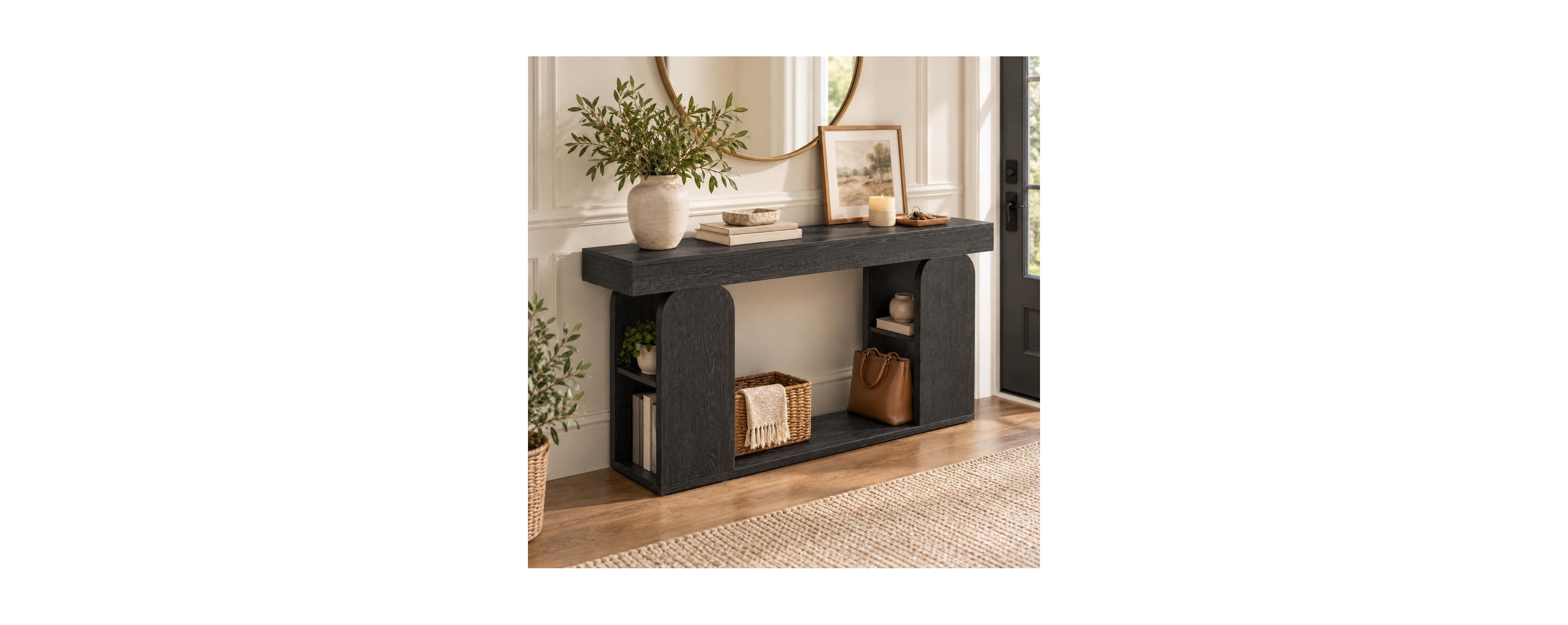 homfan 71 Inch Entryway Console Table With Open Storage Shelf, Multi-Functional Sofa For Hallway and Living Room