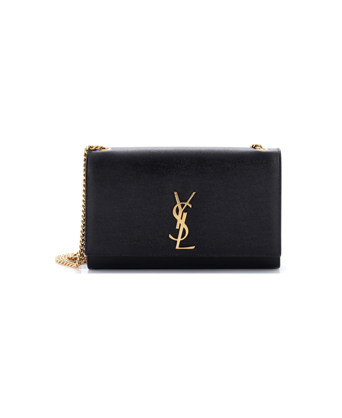 Pre-Owned Saint Laurent Medium Classic Monogram Crossbody Bag Grainy Leather - Black