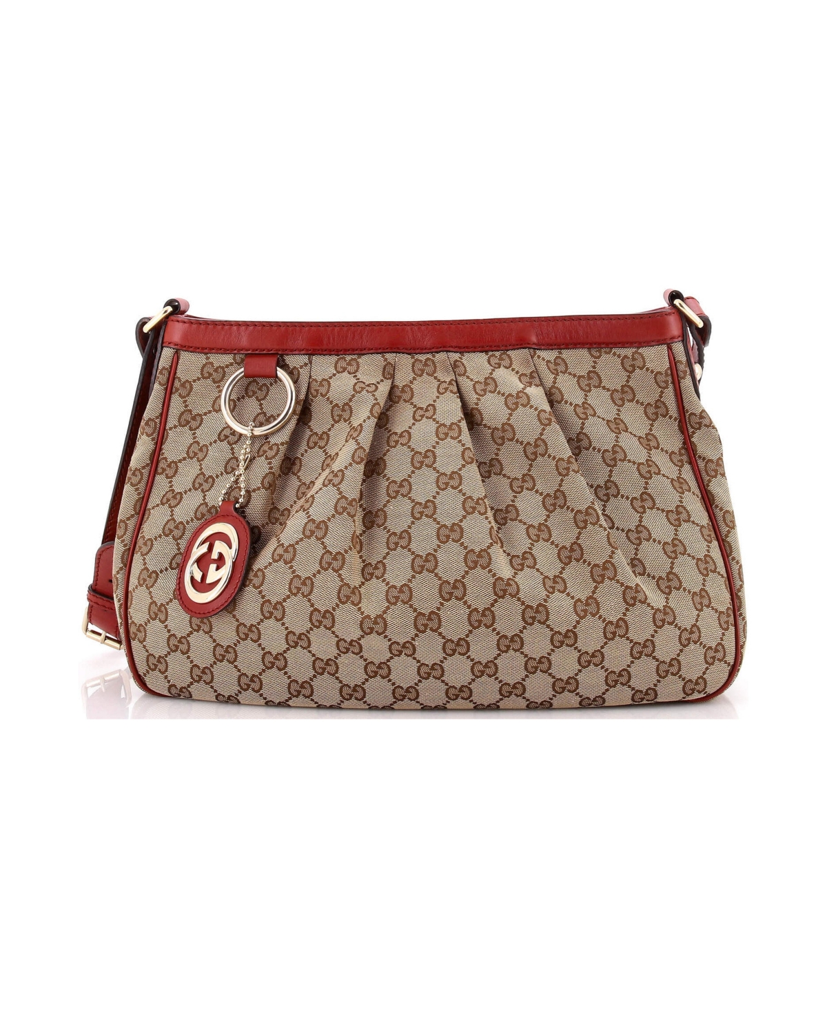 Pre-Owned Gucci Medium Sukey Hobo Gg Canvas with Leather - Brown