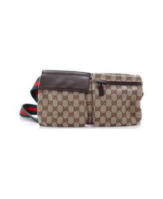 Small Vintage Double Belt Bag GG Canvas with Leather
