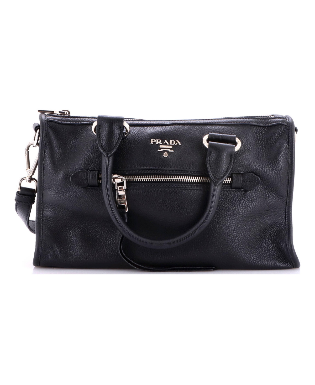 Pre-Owned Prada Small Front Zip Convertible Satchel Vitello Phenix