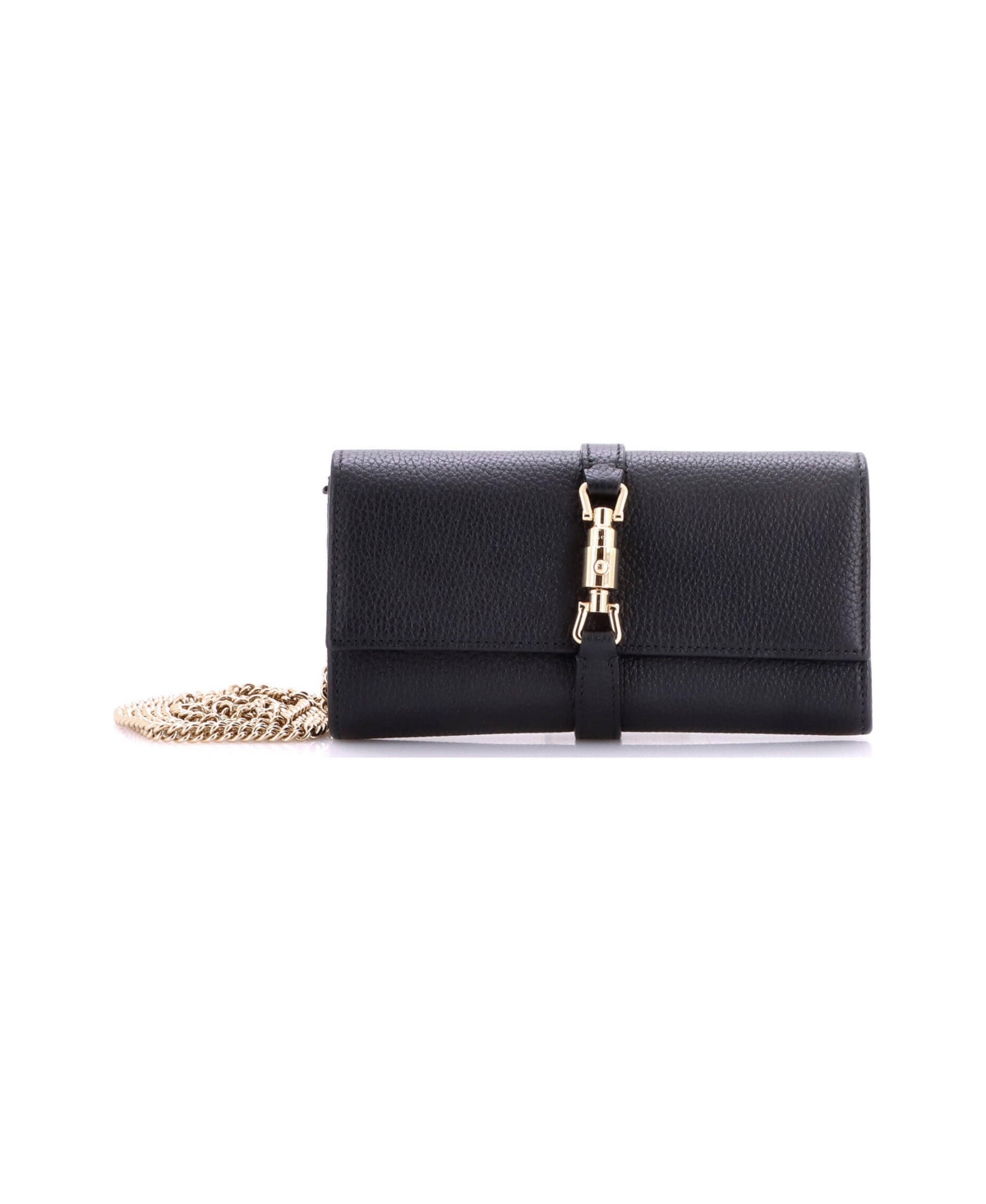 Pre-Owned Gucci Jackie 1961 Continental Chain Wallet Leather - Black