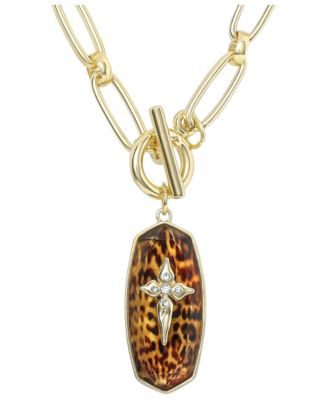 Chunky Toggle Necklace with Cross Pendant, 18"
