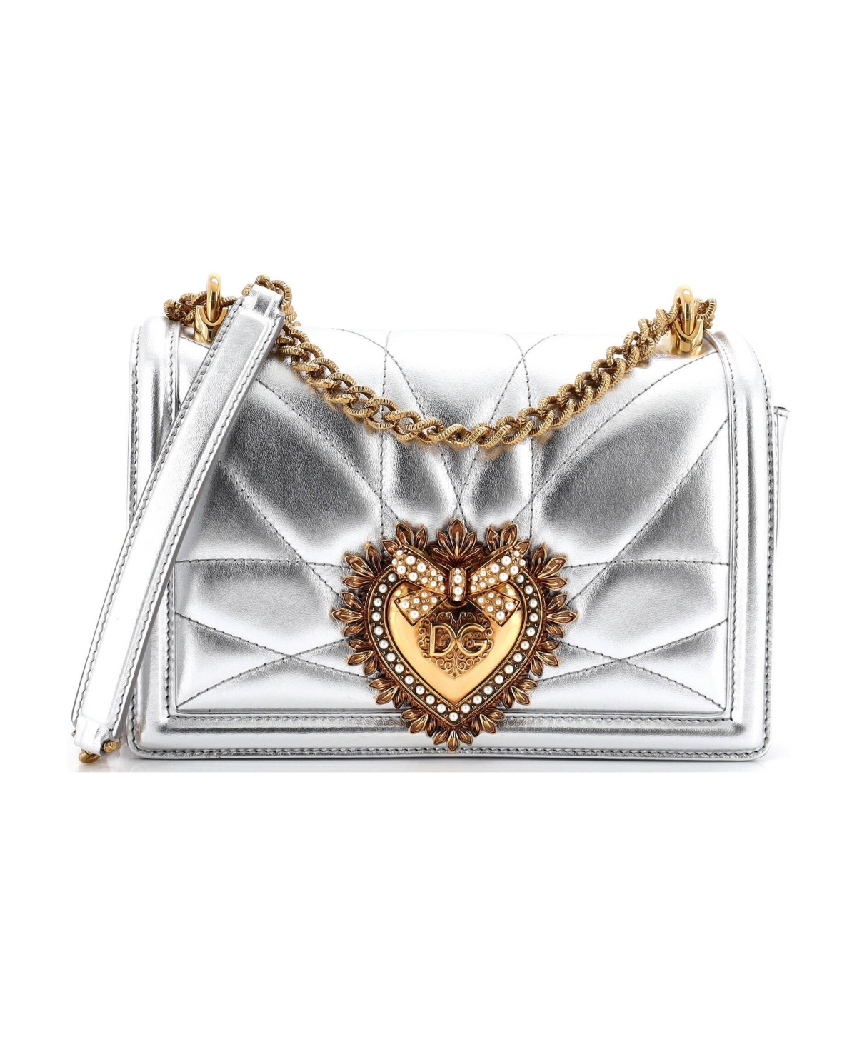 Pre-Owned Dolce and Gabbana Small Devotion Full Flap Shoulder Bag Quilted Leather