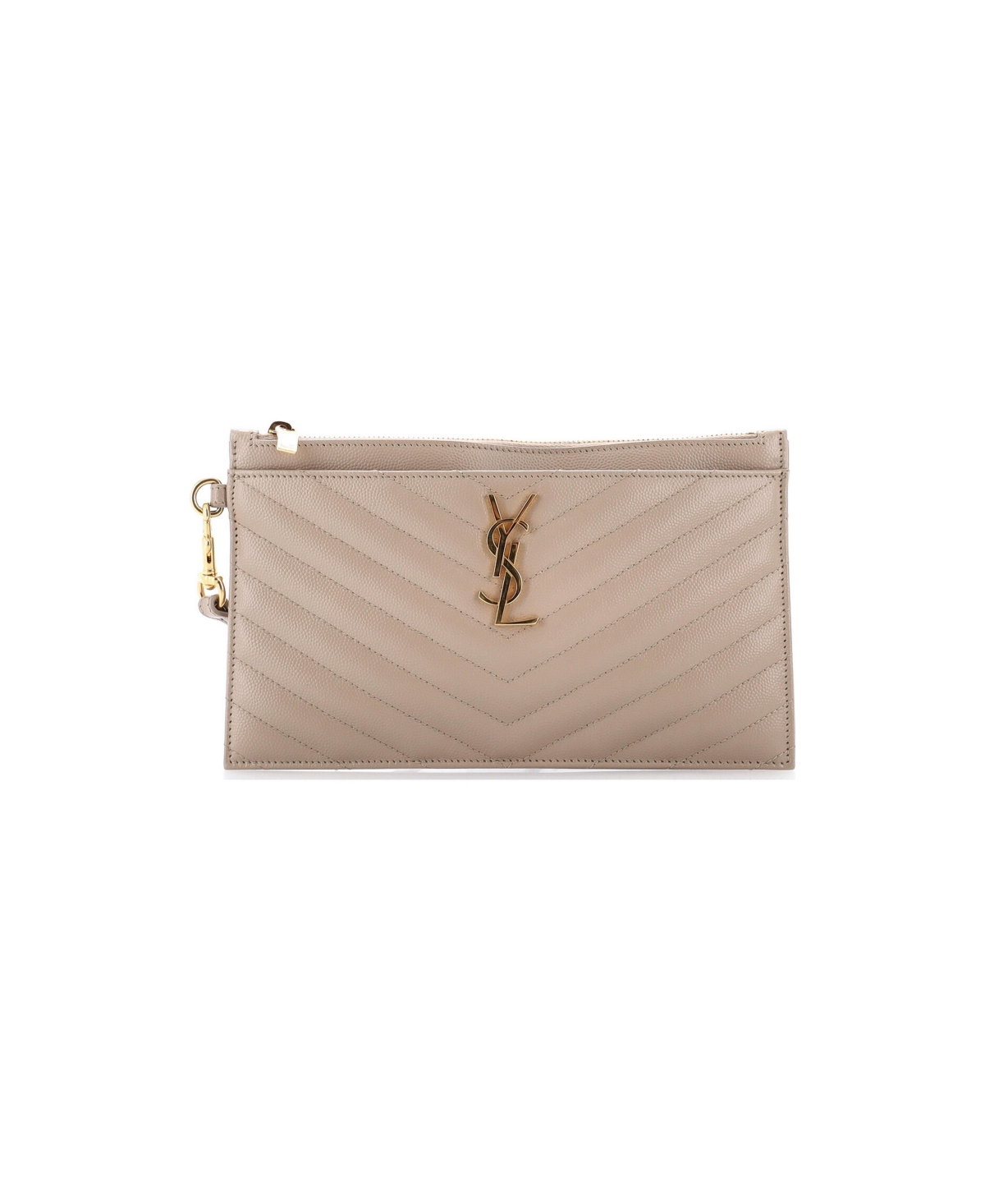 Pre-Owned Saint Laurent Cassandre Flap Envelope Wristlet Pouch Matelasse Chevron Leather