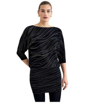 Women's Becca Zebra-Print Metallic Batwing-Sleeve Mini Dress