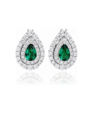 Suzy Levian Sterling Silver Pear Shape Cubic Zirconia Earrings