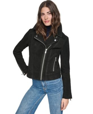 Women's Castile Fitted Nubuck Leather Moto Jacket