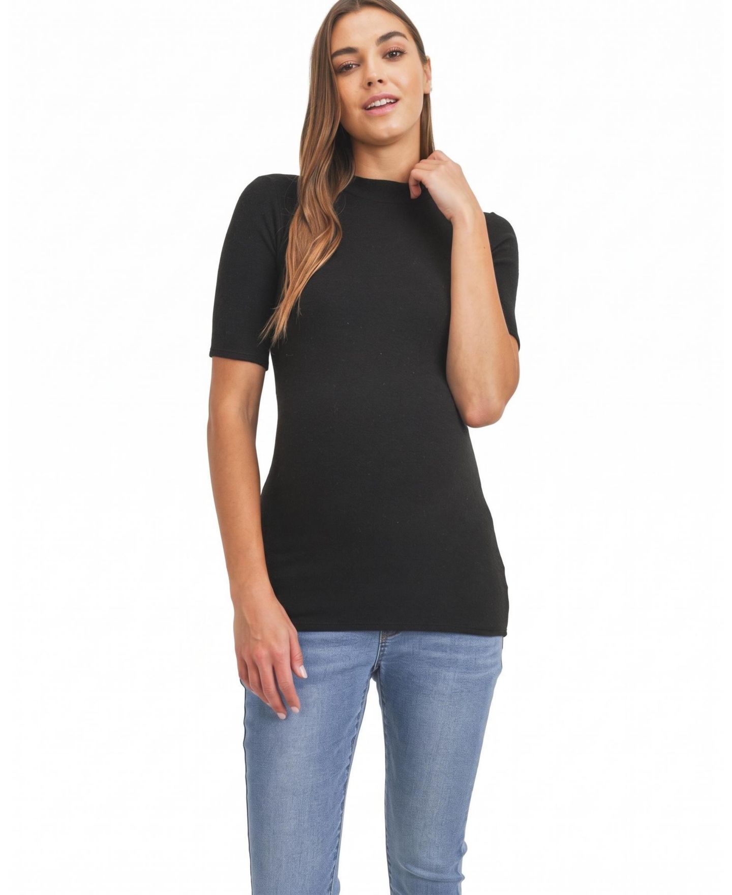 Женский свитер Hello Miz Maternity Brushed Hacci Mock-Neck, цвет: Чёрный — фото 1