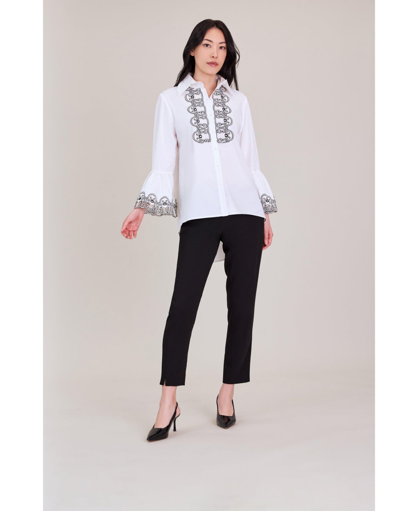 Женская рубашка Anne Fontaine Doja Bell-Sleeve High-Low, цвет: Белый — фото 5
