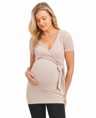 Maternity Nursing Surplice Rayon-Blend Top