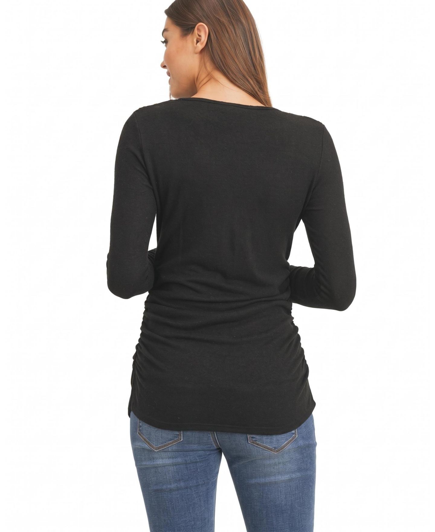 Женский топ Hello Miz Maternity Brushed Hacci Long-Sleeve Shoulder-Button, цвет: Чёрный — фото 3