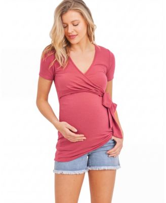 Maternity Nursing Surplice Rayon-Blend Top