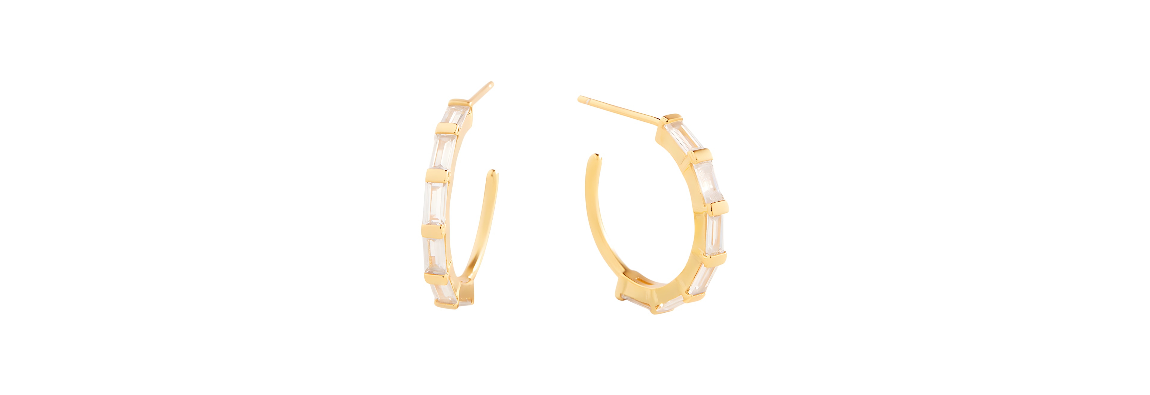 Mint & Lily Sterling Silver Cubic Zirconia Baguette Hoop Earrings
