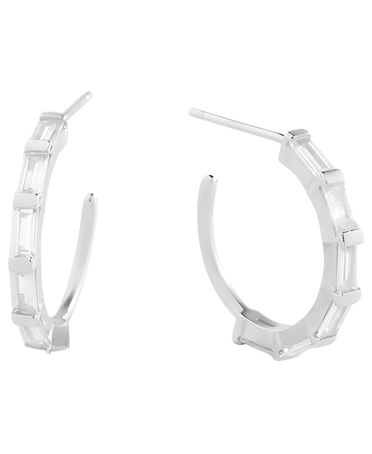 Mint & Lily Sterling Silver Cubic Zirconia Baguette Hoop Earrings - Sterling silver