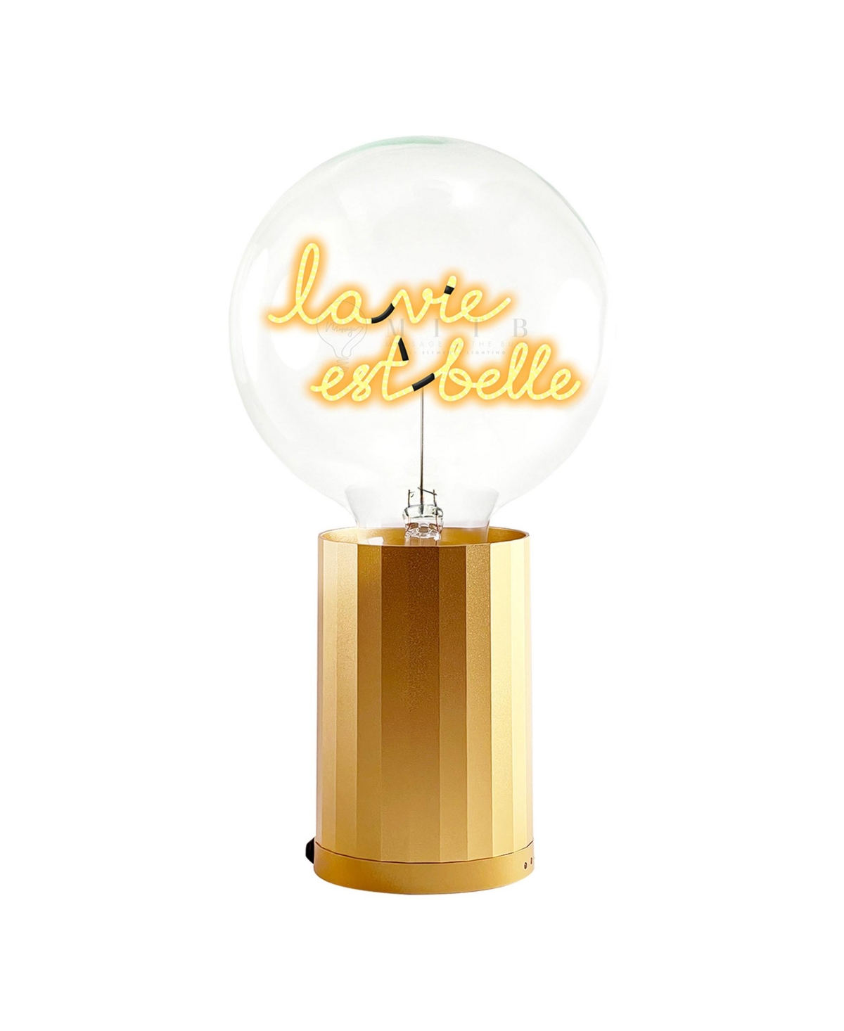 Mitb Bulb La Vie Est Belle Amber with Base Table Lamp Portable - Copper
