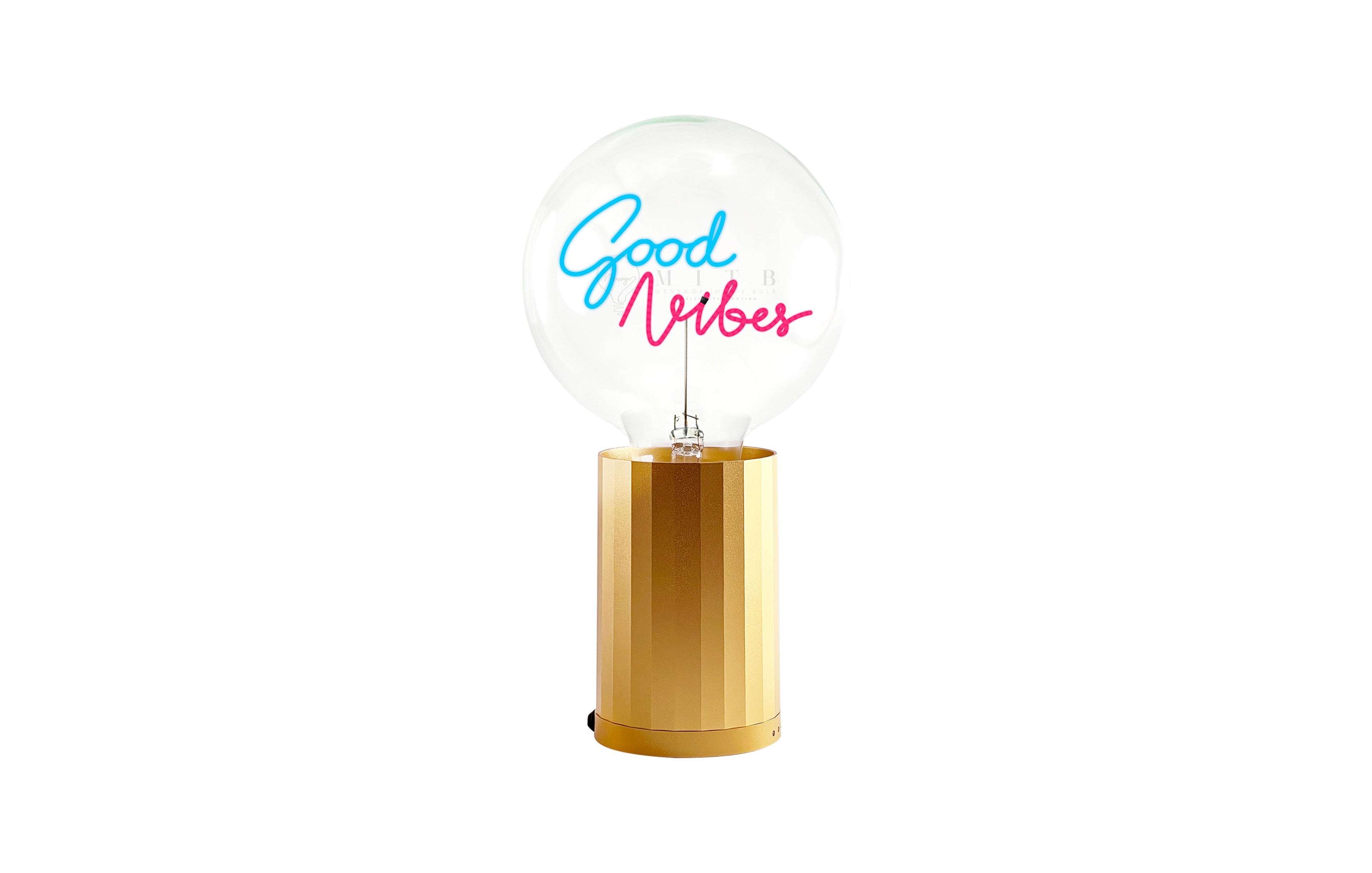 Mitb Bulb Good Vibes with Base Table Lamp Portable