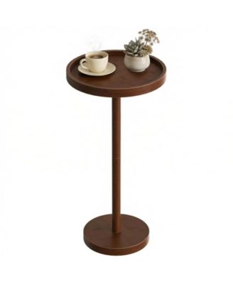 Round Wicker Side Table for Small Spaces Living Room and Bedroom