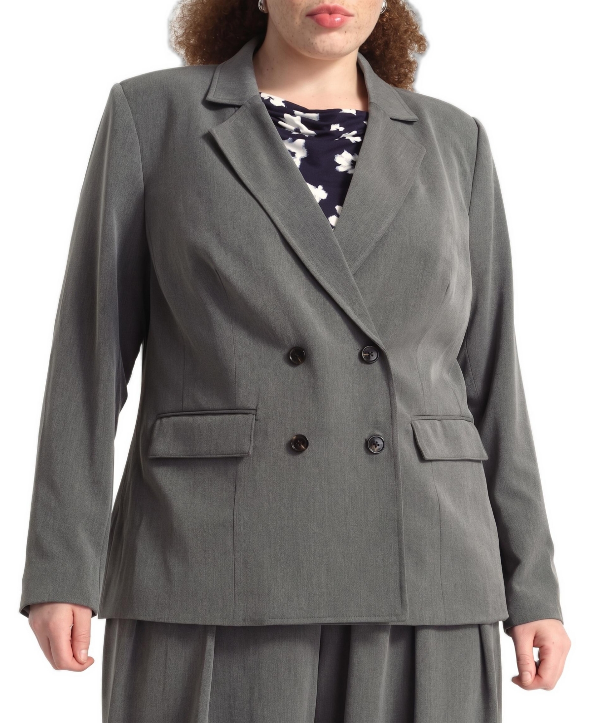 Universal standard Women's Plus Size All Day Warren Double Breasted Blazer - Dark gray heather