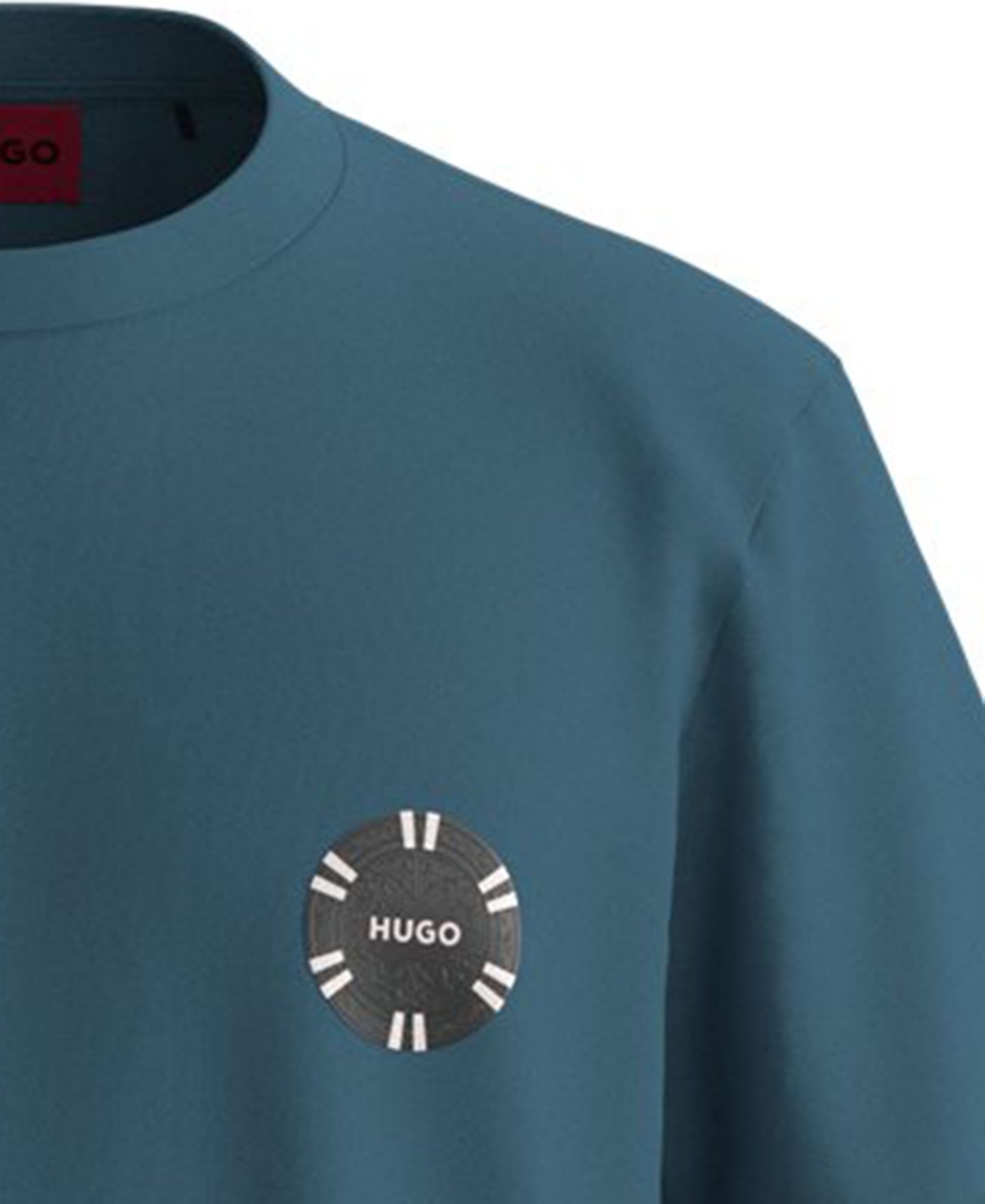Мужская футболка Hugo Boss Datril Regular-Fit Crewneck Logo, цвет: Бирюзовый / Аквамариновый — фото 3