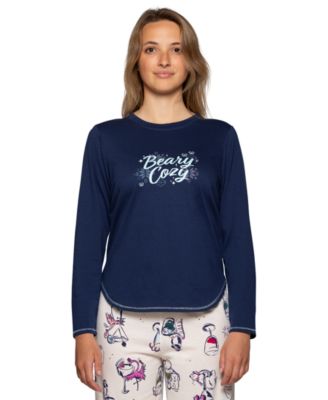 Women's Beary Cozy Scoop Neckline Long Sleeve PJ Tee