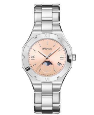 Women's Swiss Quartz Be Balmain Moonphase Silver Stainless Steel Watch 33mm