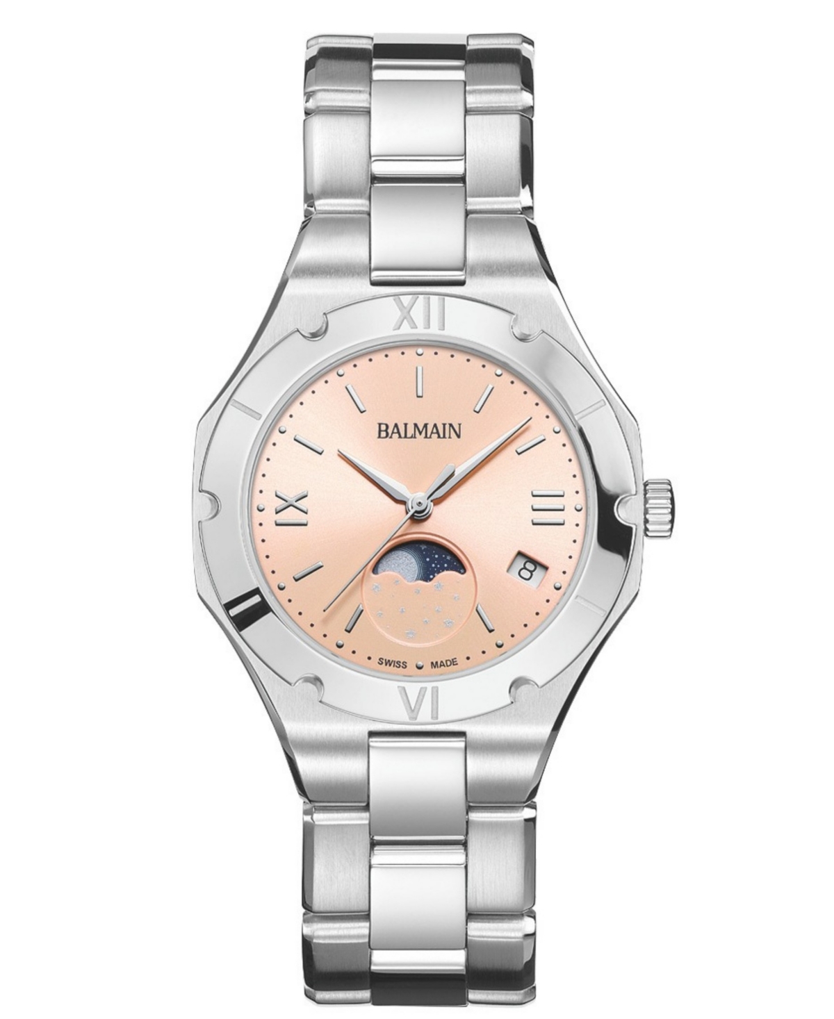 Balmain Women's Swiss Quartz Be Balmain Moonphase Silver Stainless Steel Watch 33mm