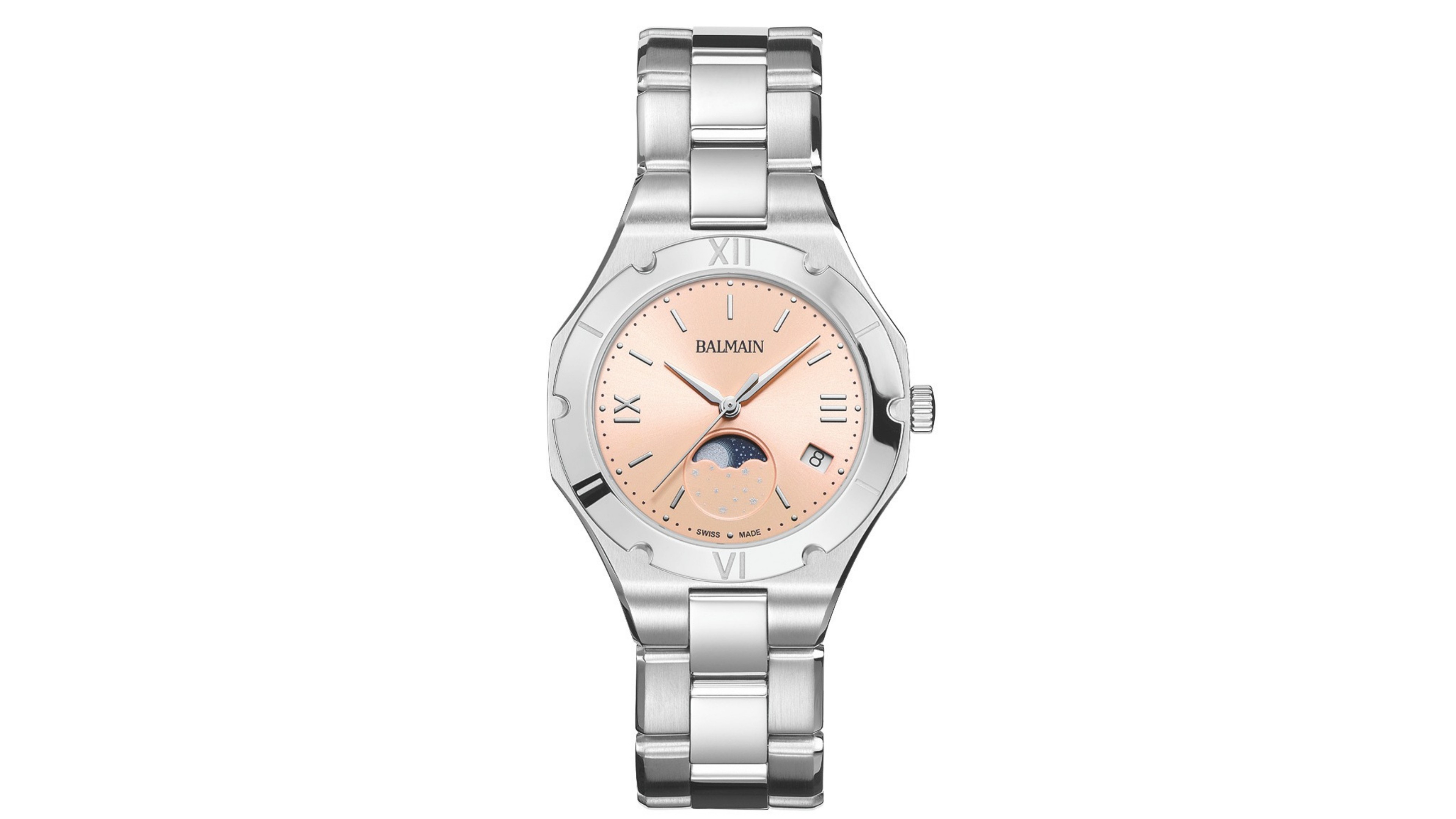 Balmain Women's Swiss Quartz Be Balmain Moonphase Silver Stainless Steel Watch 33mm