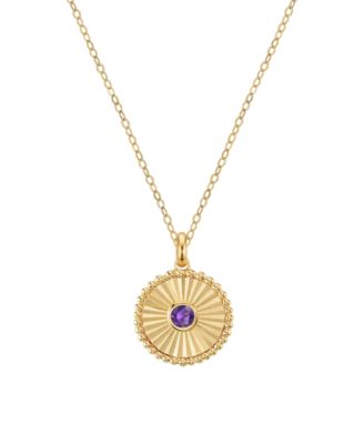 Gemstone Medallion Pendant in 14k Gold (Available in Amethyst, Aquamarine, London Blue Topaz, and Citrine)