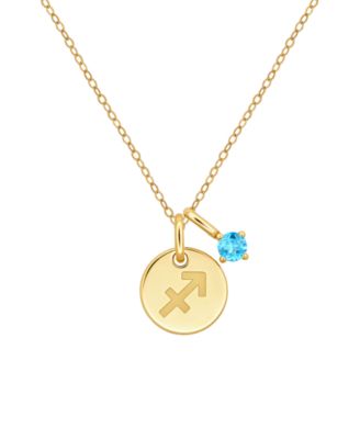 Blue Topaz Sagittarius Zodiac Pendant Necklace (1/6 ct. t.w.) in 14k Gold