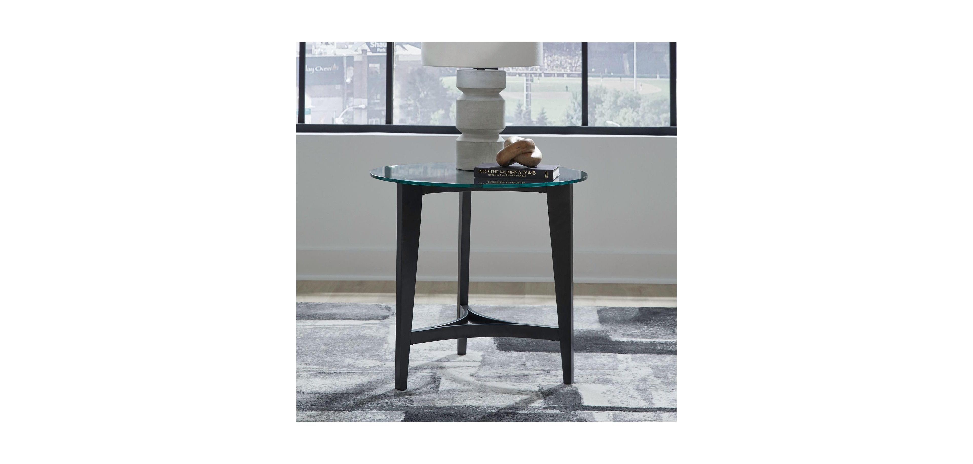 Liberty Furniture Industries, Inc. Capri Glass Top Round End Table for Living Room