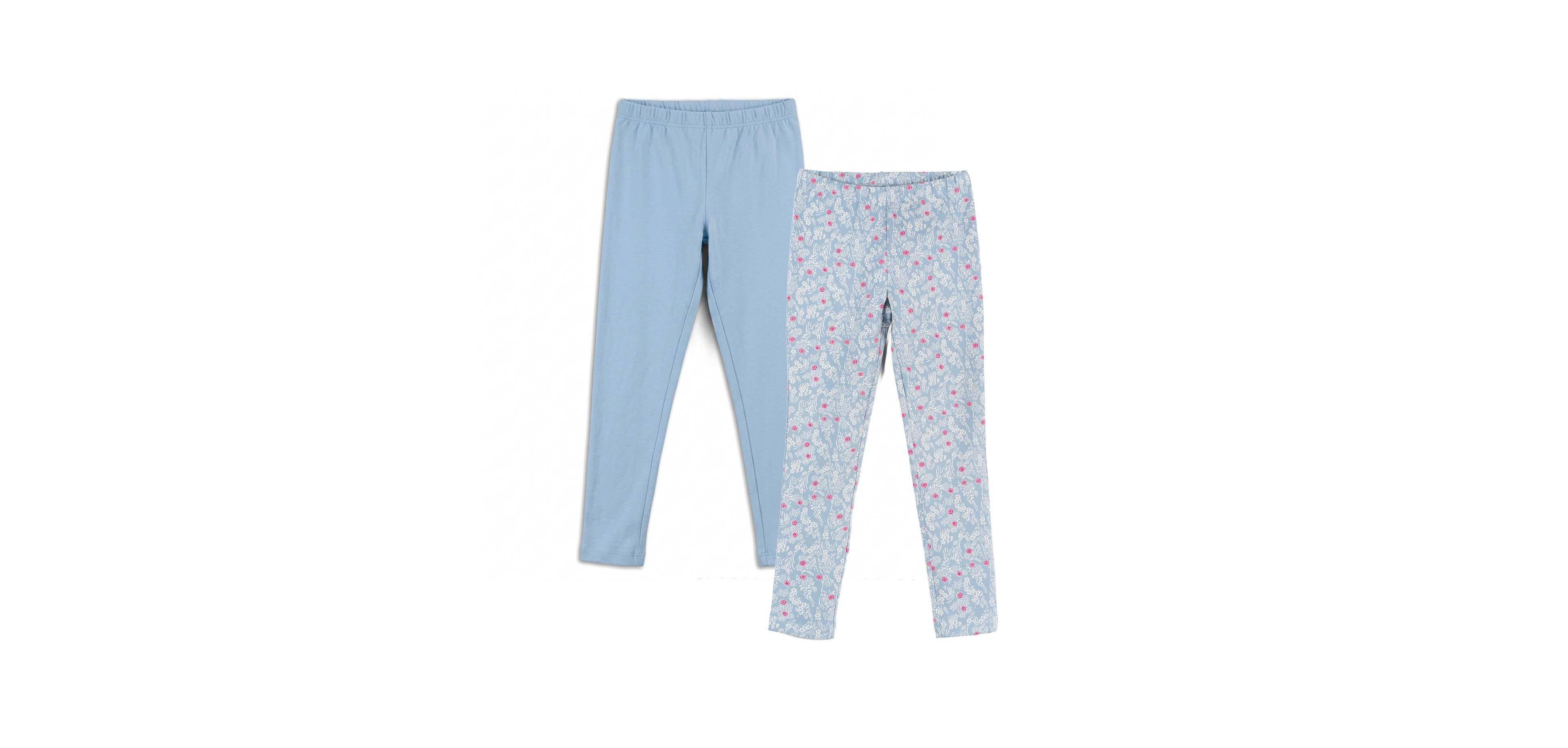Mightly Toddler Girls' 2T-5T Reinforced Knee Pull-On Cotton Leggings, 2-Pack